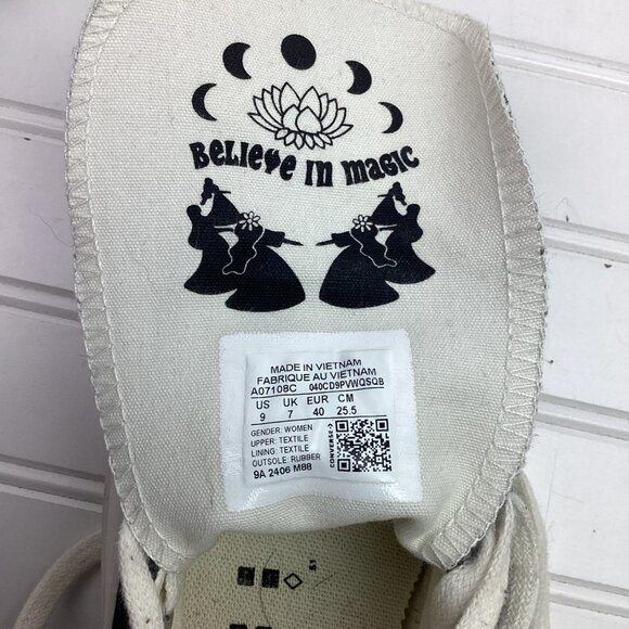 Converse All Star Floral Embroidered High Top Sneakers Womens 9 Black Canvas - Picture 13 of 14